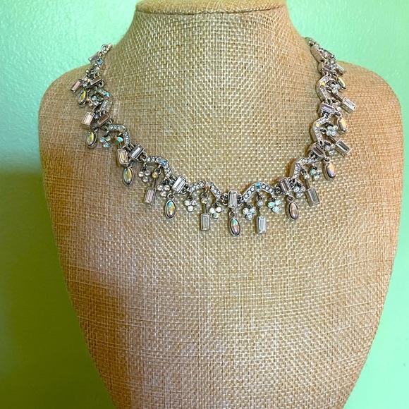 Silver Necklace with Stunning, Iridescent Aurora Borealis Crystal Accents - Picture 12 of 13